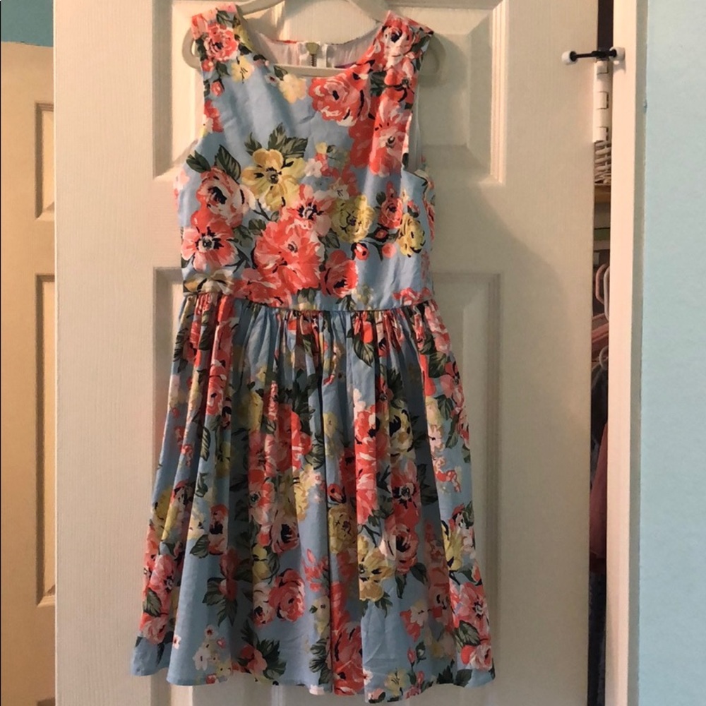 Girls blue flowered dress